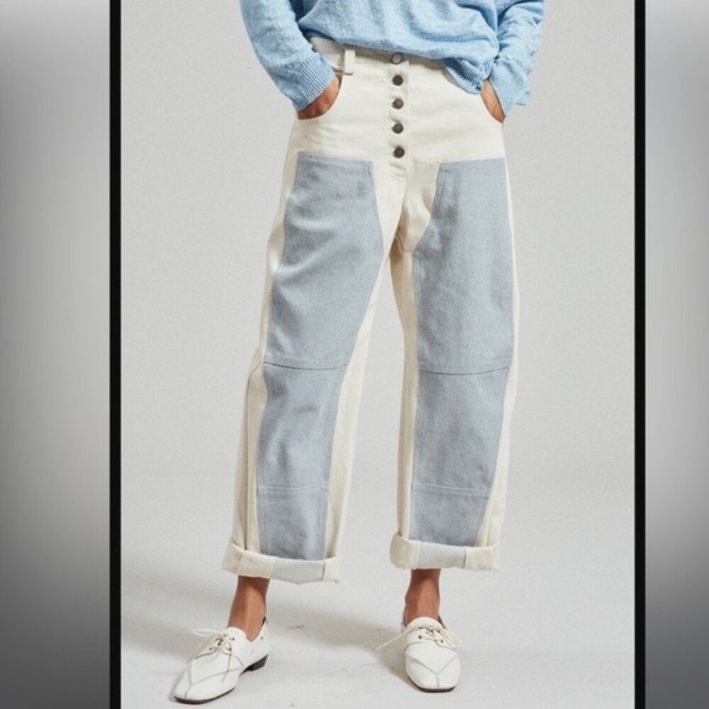 Rachel Comey Cream and Gray Ankle Jeans